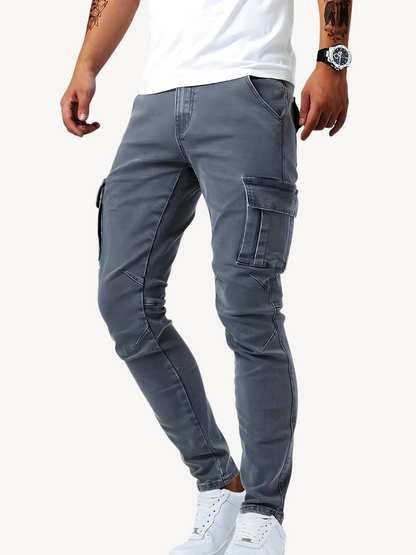 DANTE - PANTALONI CARGO JEANS ELASTICIZZATI